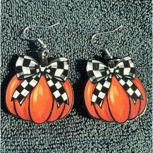 Pumpkin Earrings printed on both sides